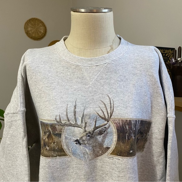 Graphic deer crewneck sweatshirt size xxl mens - Picture 3 of 3
